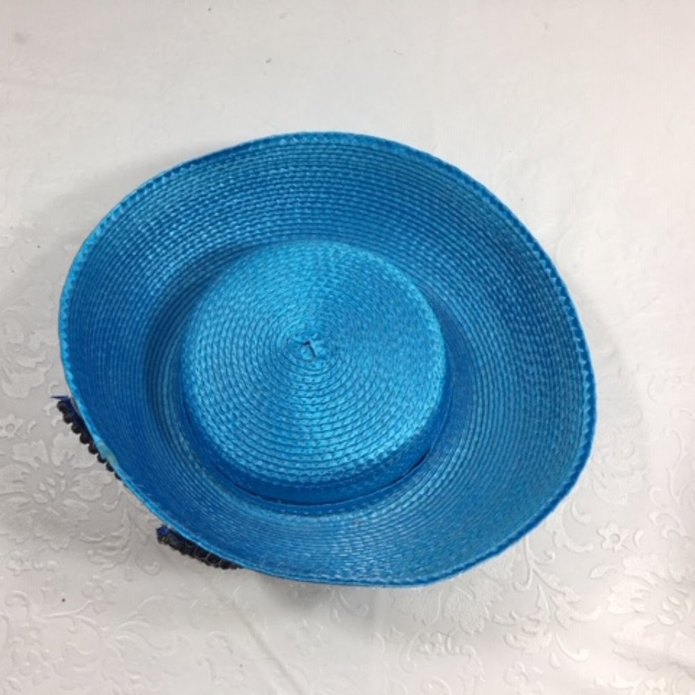 VTG Blue Fancy Doll Mannequin Stuffed Animal Derby Hat by Ann Marie Small